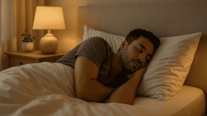 Un homme qui dort dans son lit