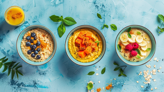 3 recettes du soir pour enfant favorisant l'endormissement : porridge aux fruits, saumon patate douce, lait doré