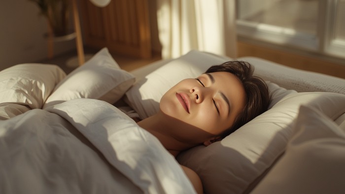Adulte dormant paisiblement après avoir respecté son train du sommeil naturel
