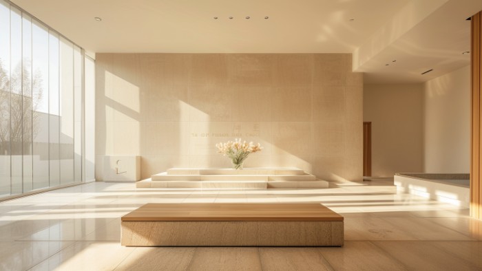 Four crématoire moderne dans un crématorium serein et respectueux