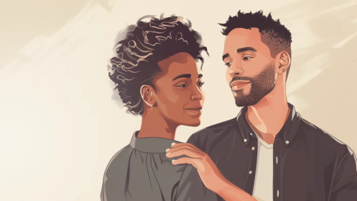 Illustration du toucher de l'épaule entre deux personnes montrant les différents contextes de communication non verbale