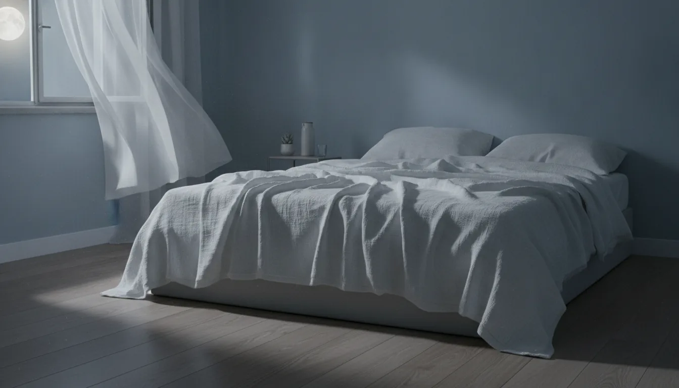 Chambre fraîche et aérée la nuit, illustrant une solution contre la transpiration nocturne